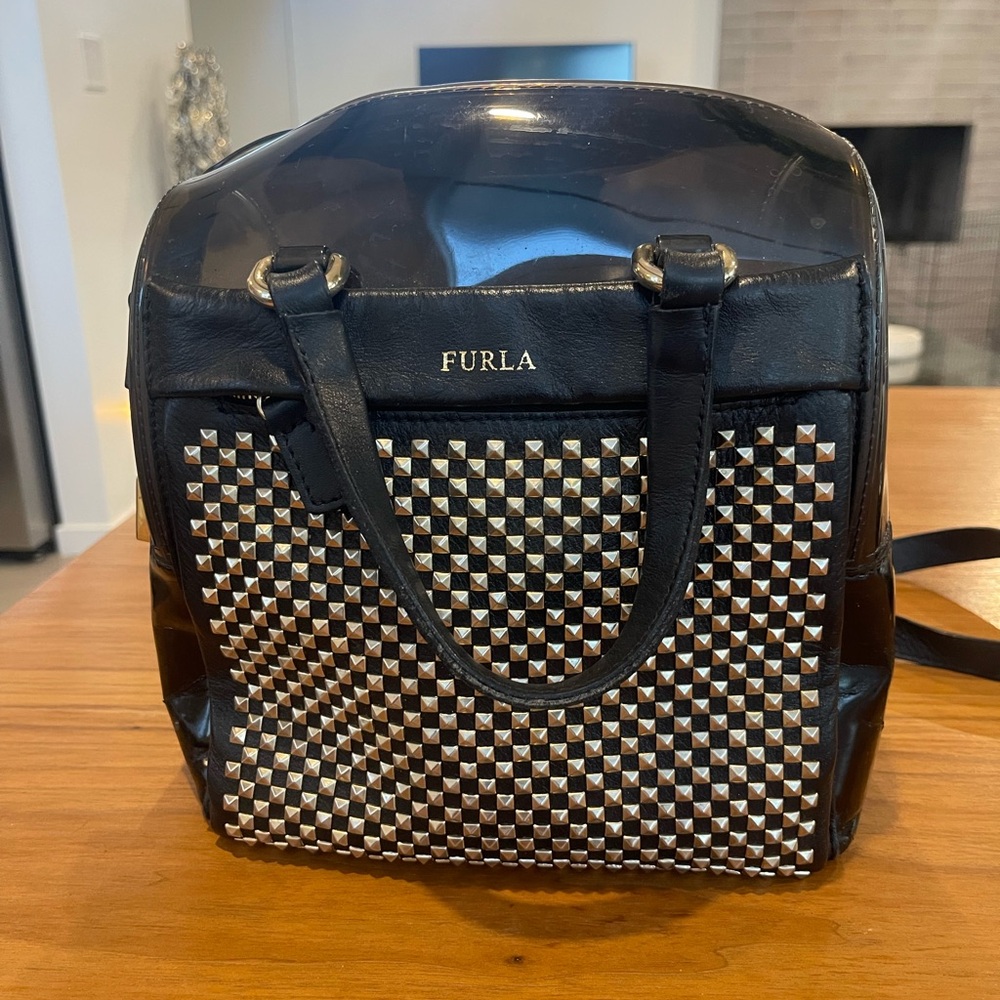 FURLA Black PVC And Leather Candy Satchel